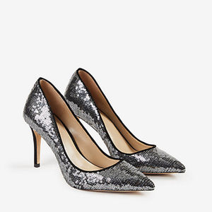 Ann Taylor Silver Sequins Pumps Mila Dress Heels Cocktail Party